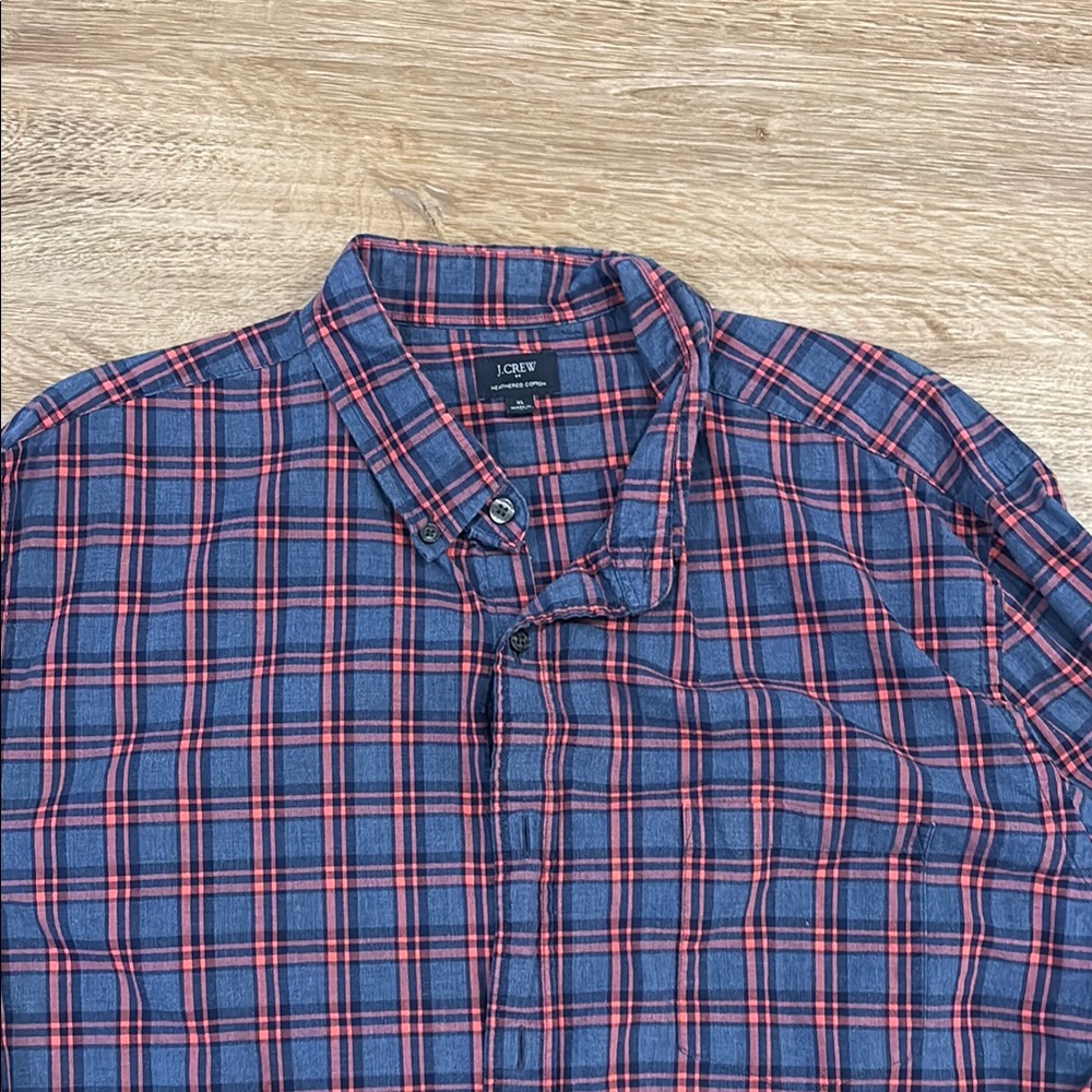J. Crew Men's Blue and Red Plaid Shirt